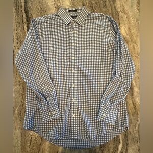 NWOT! Nordstrom Shirt Mens 17 34-35 Blue & White Check Trim Fit